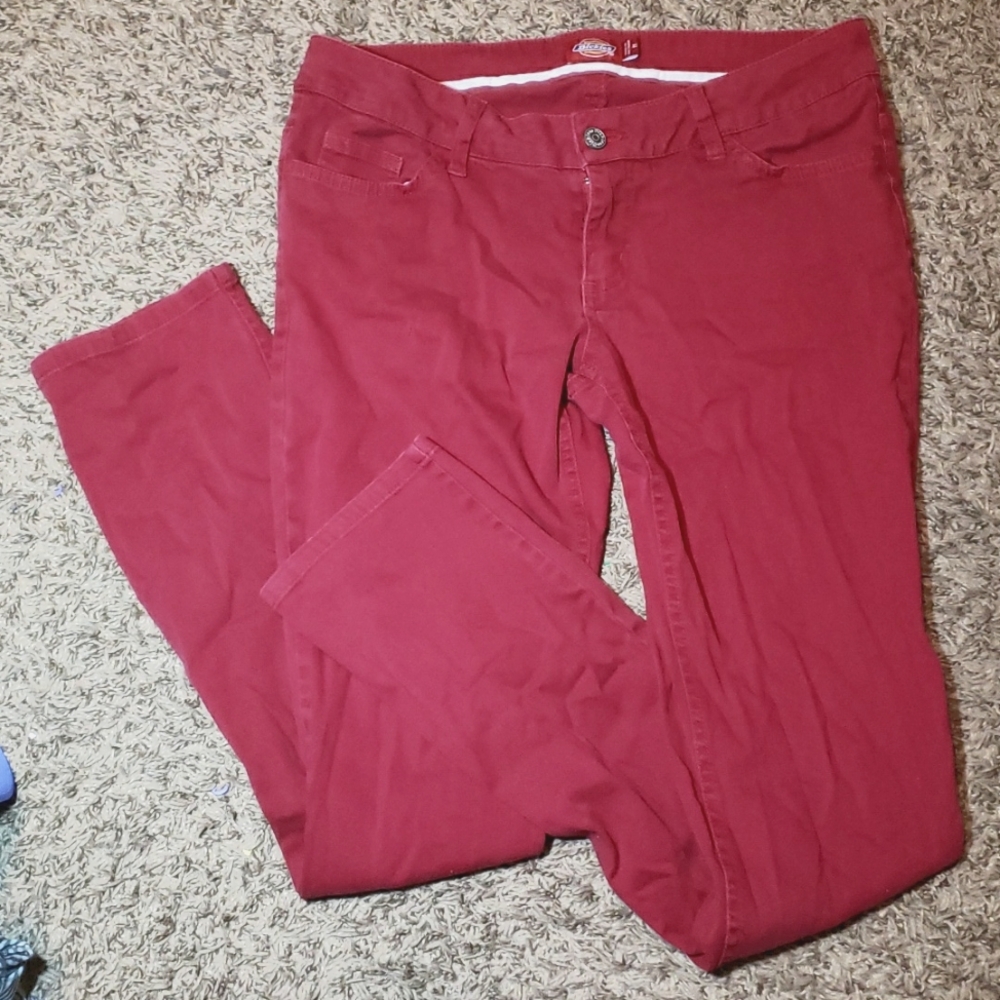 Womens Juniors Red Dickies Jeans Straight Leg sz 11 Regular